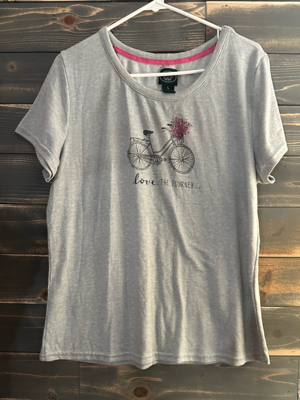 Laura Ashley Light Gray Short-Sleeve Graphic Tee with Pink Accent